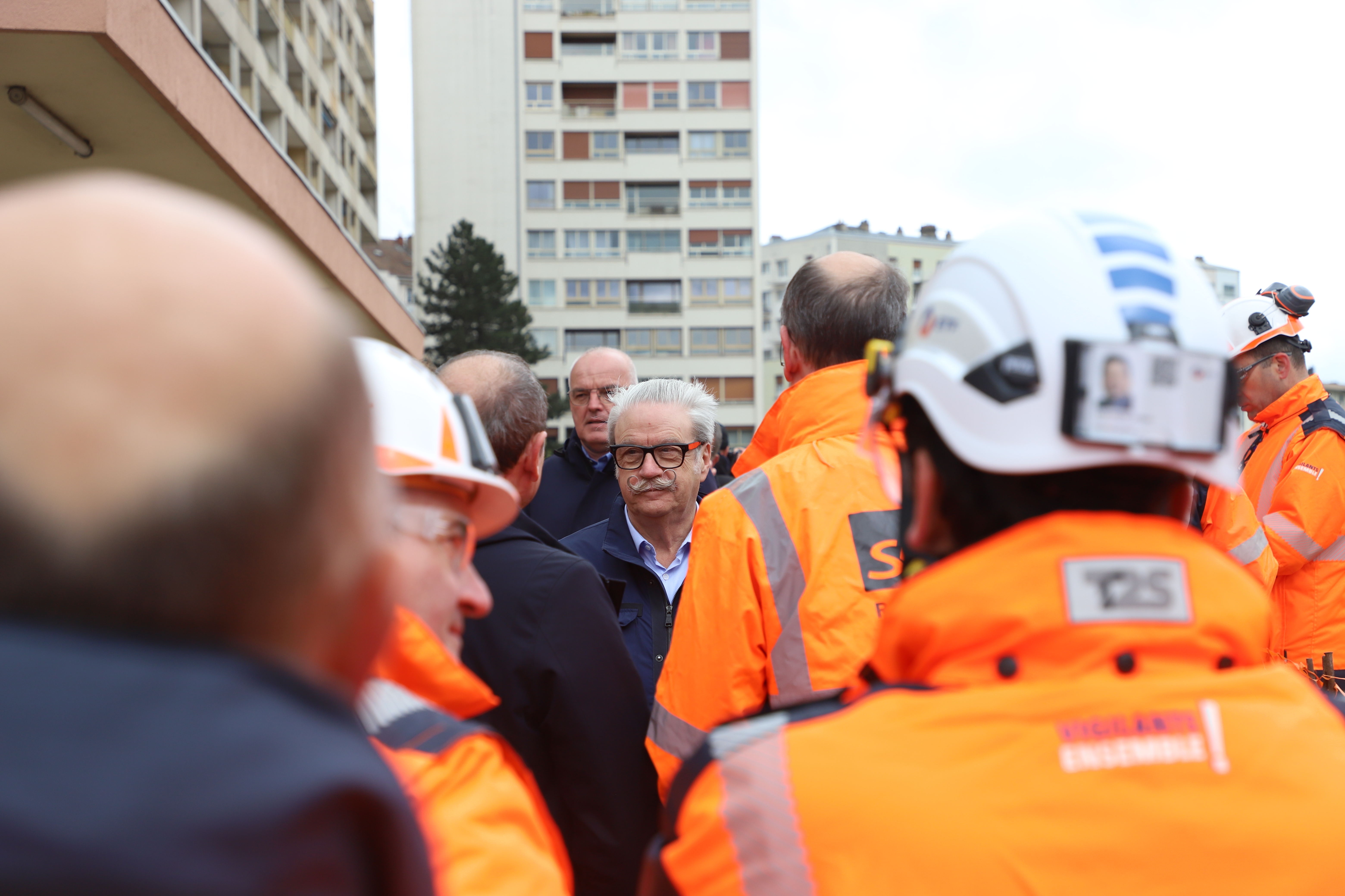 Première visite de chantier des travaux de la ligne TER des Horlogers, vendredi 18 avril 2024 - Crédit Maxime Scherepin